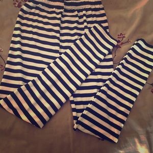 Black and white striped leggings